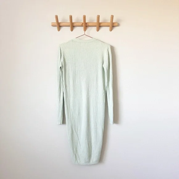 MOUSSY Mint Green Ribbed Duster Cardigan
